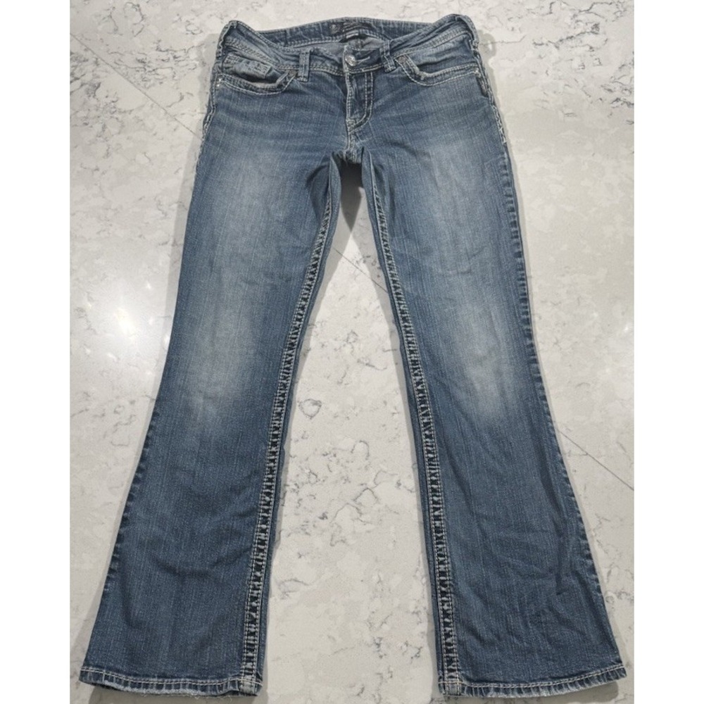 Silver Jeans Co Suki Mid Slim Boot Jeans Womens 28x32 Blue Medium Indigo Wash